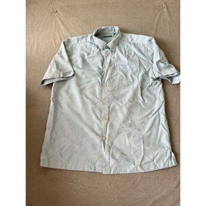Cubavera Button Up‎ Shirt Adult Large Blue Short Sleeve Casual Camp Mens.